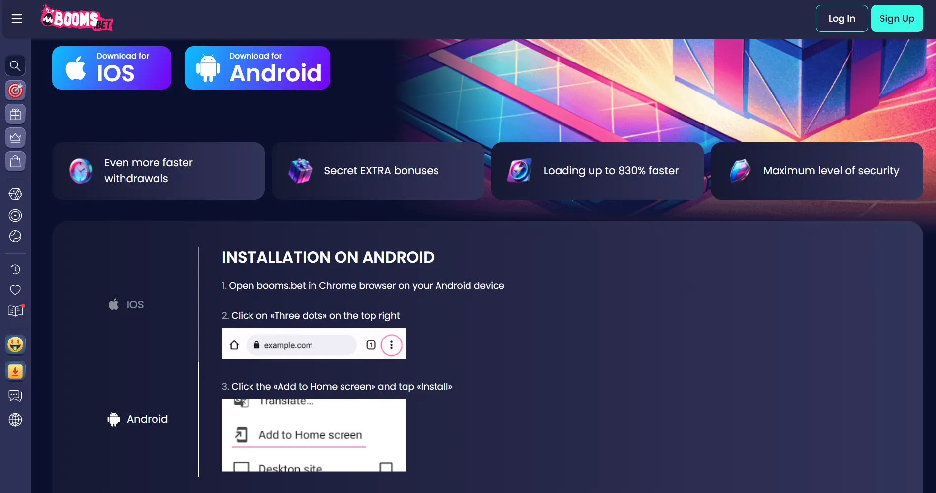 Hoe Booms Bet app werkt op Android via PWA